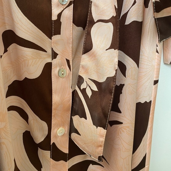 MNG Mango Floral Print Midi Dress in Pink and Brown - Picture 9 of 9